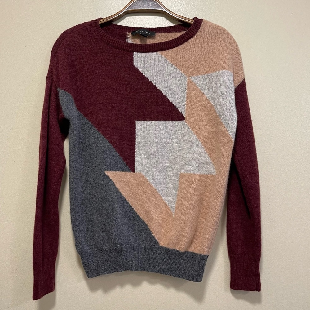 Ann Taylor Women’s Colorblock Wool Blend Sweater